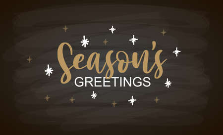 Hand sketched Seasons Greetings card, badge, icon typography. Lettering Merry Christmas for Christmas, New Year greeting card, invitation template, banner, poster. Vector EPS10のイラスト素材