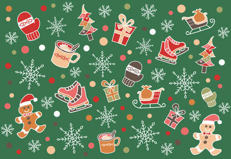 Winter time doodle illustration. Christmas doodle drawing. Modern style New Year illustration. Hand sketched poster, banner, postcard, card template, T-shirt, shirt. Vector EPS 10. Winter timeのイラスト素材