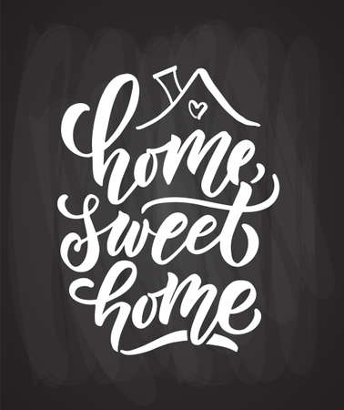 Hand drawn typography poster home Sweet Home. On textured background for postcard, card, banner, poster.のイラスト素材