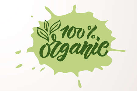 Hand sketched badges and labels with vegetarian, vegan, raw, eco, bio, natural, fresh, gluten and GMO free food diet design. Organic food elements set for product, cafe, restaurant and organic product packaging. Vector illustration.のイラスト素材