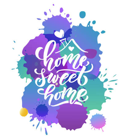 Hand drawn typography poster Sweet Home. Quote on textured background for postcard, card, banner, poster. Home sweet home inspirational vector typography. Vector illustration EPS 10のイラスト素材