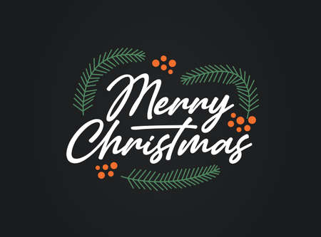 Hand sketched Merry Christmas card, badge, icon typography. Lettering Merry Christmas for Christmas, New Year greeting card, invitation template, banner, poster. Vector EPS10のイラスト素材