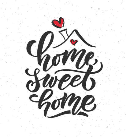 Hand drawn typography poster. Quote Home sweet home on textured background for postcard, card, banner, poster. Home sweet home inspirational vector typography. Vector illustration EPS 10のイラスト素材