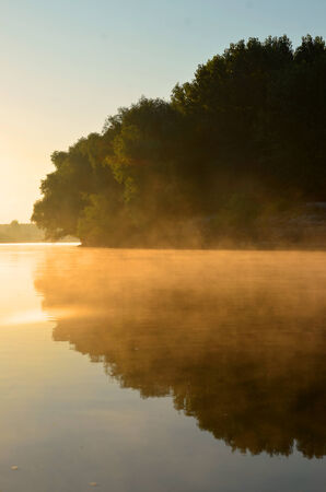 Brisk morning on the riverの写真素材