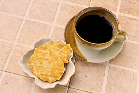 fresh coffee with cookie