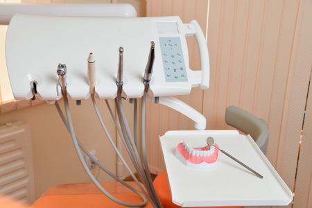 Set of dental equipment in dental office.