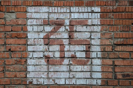 Old home number, 35, at the brick wall. Thirty five.の写真素材