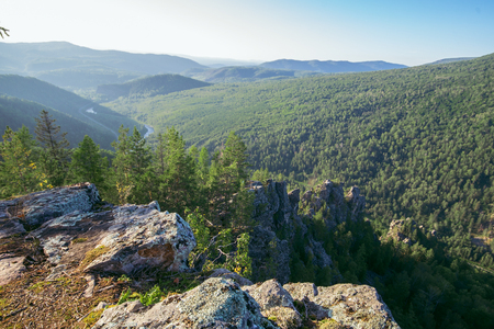 Beautiful view from top of the mountain, Russia, Ural, Bashkortostan.の写真素材