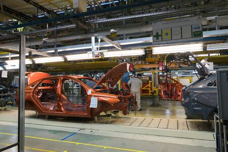 Izhevsk, Russia - December 15 2018: Assembly line production of new LADA car at Automobile Factory AVTOVAZ on December 15, 2018 in Izhevsk.のeditorial素材