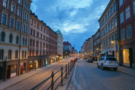Stockholm, Sweden -April 30, 2018: Stockholm street and atmosphere in evening, April 30, 2018.のeditorial素材
