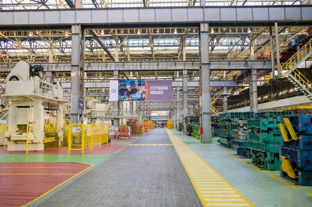 Izhevsk, Russia - December 14 2019: Assembly line production of new LADA Vesta car at Automobile Factory AVTOVAZ on December 14, 2019 in Izhevskのeditorial素材