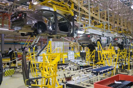 Izhevsk, Russia - December 14 2019: Assembly line production of new LADA Vesta car at Automobile Factory AVTOVAZ on December 14, 2019 in Izhevskのeditorial素材