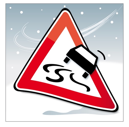 Caution skiddingのイラスト素材