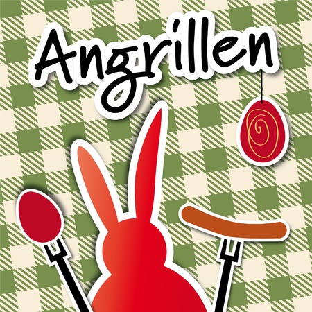 Angrillen; winter grilling, barbecue;のイラスト素材