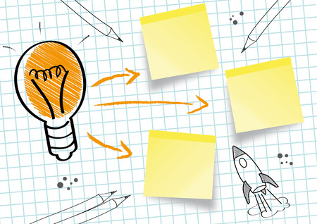 Idee Konzept Ideenskizze, doodle, problem solvingのイラスト素材