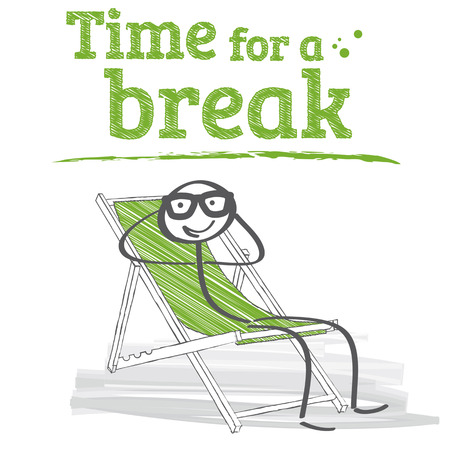 Male is recovering in a deck chairのイラスト素材
