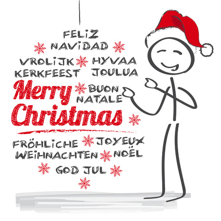 merry christmas greeting card multilingualのイラスト素材