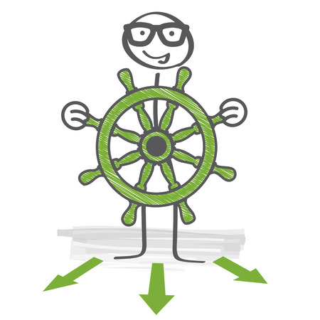 The captain holds the steering wheel in his handsのイラスト素材