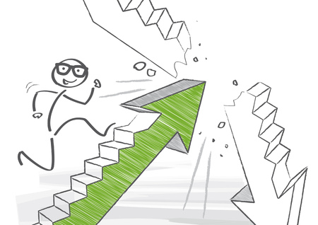Stick figure is climbing the social ladderのイラスト素材