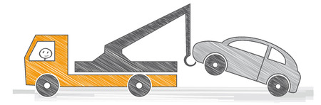 Car towing truck. Vector illustrationのイラスト素材