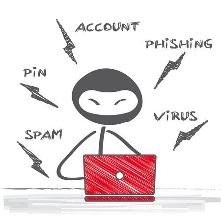 Computer hacker on a laptopのイラスト素材