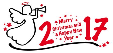 Vector merry christmas and a Happy New Year 2017のイラスト素材