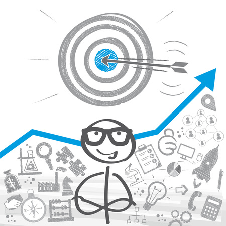 Stick figure standing in front of a setting goals conceptのイラスト素材