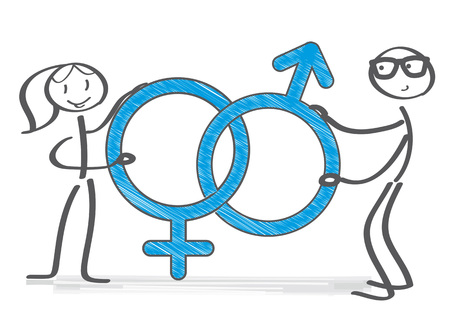 couple holding male and female symbolのイラスト素材