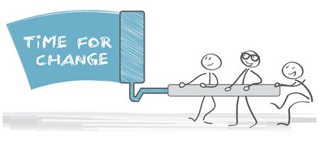 A team paint time for change on wall.のイラスト素材