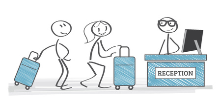 Reception service hotel desk - book into a hotelのイラスト素材