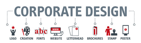 Banner of corporate design and corporate identity concept vector illustrationのイラスト素材