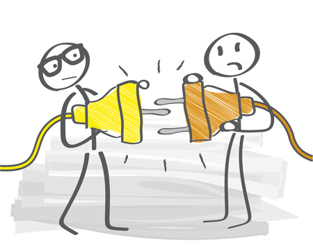 two plugs unable to be joined together. Bad team work, communication and cooperation. Vector illustration conceptのイラスト素材