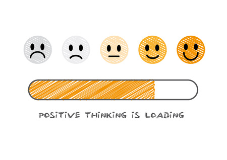 think positive and optimistic to have happy life in progress. Vector Doodle illustration