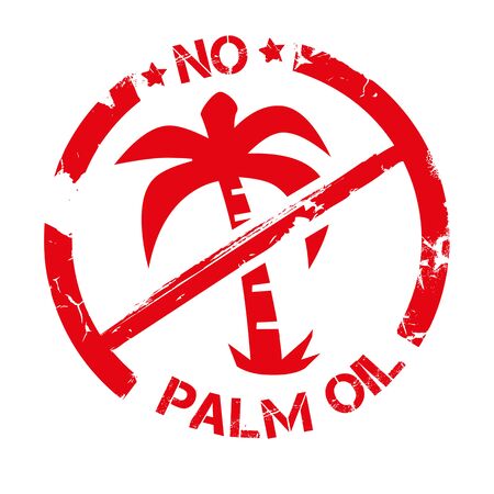 No Palm Oil - simple vector grunge stamp for labeling. Vector  label for healthy food or cosmetic product packageのイラスト素材