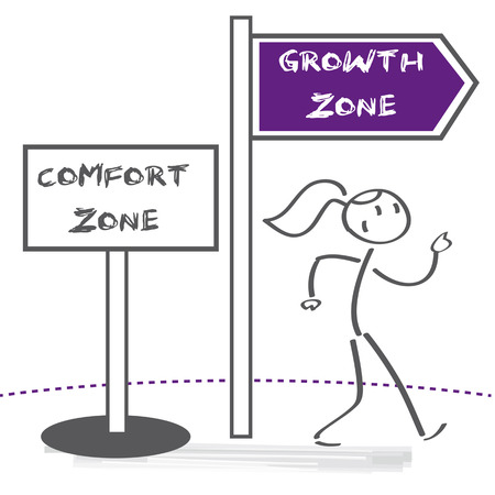 Woman leave her comfort zone. Personal development, motivation and challenge vector illustration conceptのイラスト素材