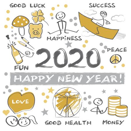New Year's Eve 2020 - Happy New Year 2020 Vector Illustrationのイラスト素材