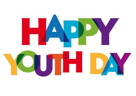 happy youth day Vector illustration letters banner, colorful badge illustration on white backgroundのイラスト素材