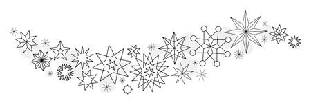 Christmas stars winter set of black isolated thin line geometric icon silhouette on white backgroundのイラスト素材