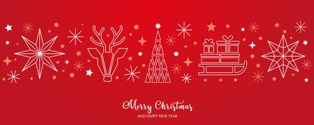 Red christmas card with white stars and christmas symbols editable vector illustration EPS10 のイラスト素材