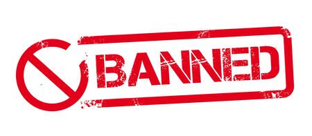 red rubber stamp - banned sign isolated vector illustration conceptのイラスト素材