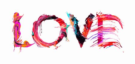 LOVE - colorful letters on white background.  Beautiful greeting card illustrationの写真素材