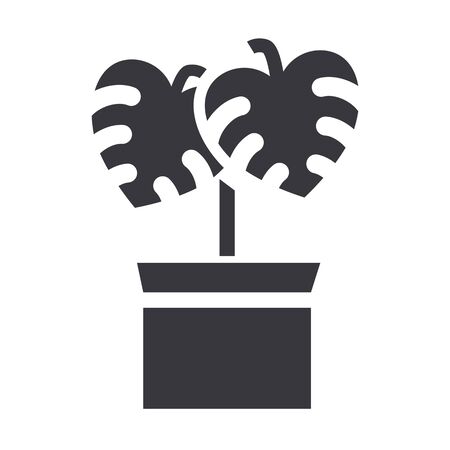 The plant "Monstera" vector icon isolated on white background. Houseplant in a flowerpot. Floral backgroundのイラスト素材