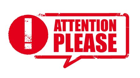 Attention please - red rubber stamp on white background.  Vector illustrationのイラスト素材
