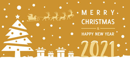 greeting card merry christmas and happy new year 2021 - vector illustration post cardのイラスト素材