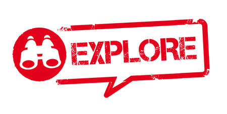 Explore - lettering inspiring typography rubber stamp Vector illustration concept on white backgroundのイラスト素材