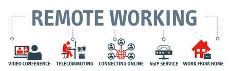 smart working from home infographic banner with iconsのイラスト素材