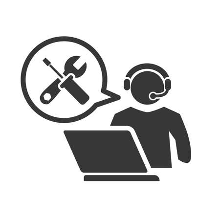 Technical Support Customer Servic graphic icon. Customer support phone operator with headset - Vector illustration concept on white backgroundのイラスト素材