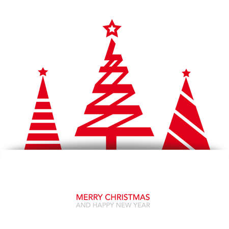 greeting card merry christmas and happy new year - vector illustration post card on white backgroundのイラスト素材