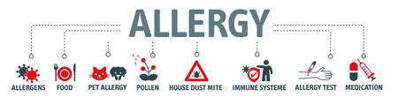 Allergy vector icon concept - Allergies, also known as allergic diseases, are a number of conditions caused by hypersensitivity of the immune system to typically harmless substances in the environment.のイラスト素材