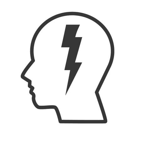 megrim, and headache, vector design concept icon on white backgroundのイラスト素材